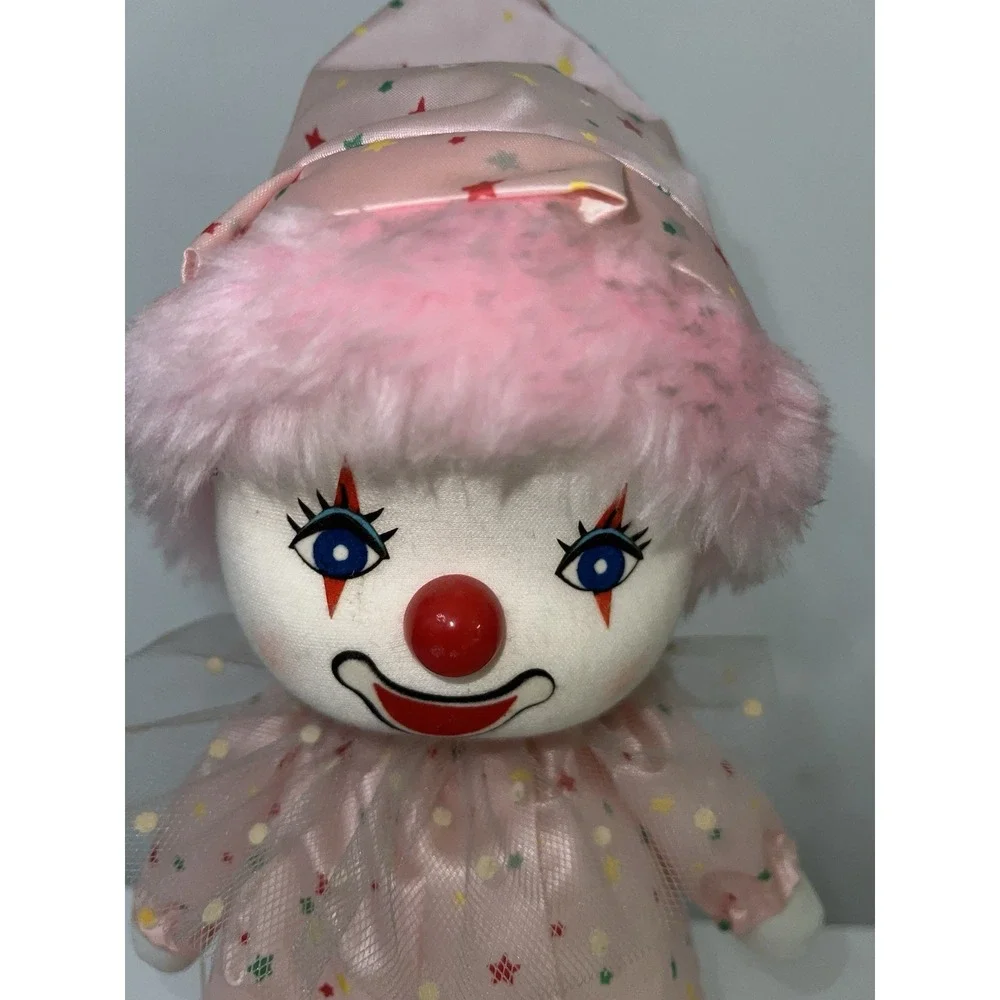 musical wind up clown doll moving head  Pink 10